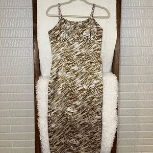 Chaus Brown and White Patterned Midi Dress